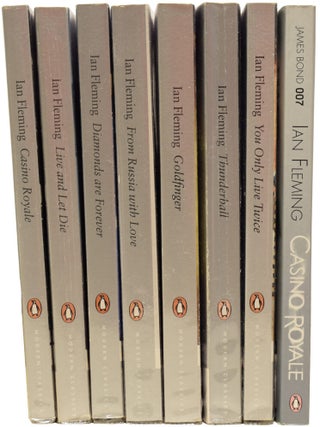 Uniform group of Penguin 'Modern Classics'. Comprising: Casino Royale (2 copies), Live and Let Die, Diamonds Are Forever, From Russia With Love, Goldfinger, Thunderball and You Only Live Twice.