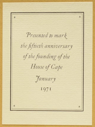 Jonathan Cape, Publisher.
