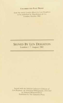 Len Deighton. An Annotated Bibliography 1954-1985. Foreword by Julian Symons.