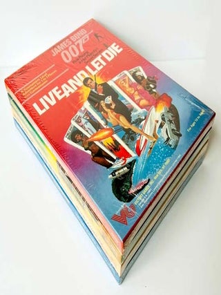 Four official James Bond role-playing games, with accompanying book. Comprising; You Only Live Twice (1984, ISBN 0-912515-08-2), Live and Let Die (1984, ISBN 0-912515-09-0), Goldfinger II: The Man with the Midas Touch (1985, ISBN 0-912515-12-0), The Man with the Golden Gun (1985, ISBN 0-912515-13-9), Thrilling Locations (1985, book, ISBN 0-912515-10-4)