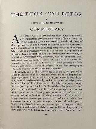Ian Fleming Obituary in The Book Collector, Winter 1964.
