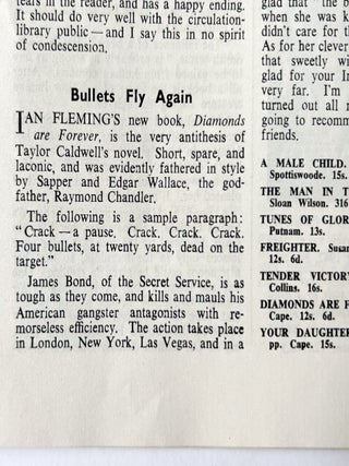 'Personality of the Month: Ian Fleming- James Bond's Better Half' contained within 'Books and Bookmen' magazine. Vol. 1, No 8, May 1956.