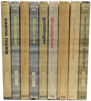 Dollar Mystery Guild Uniform edition of the James Bond novels. A complete set. Comprising Casino Royale, Moonraker, From Russia With Love, Dr. No, Goldfinger, Thunderball, The Spy Who Loved Me, You Only Live Twice and The Man with the Golden Gun (all that were published).