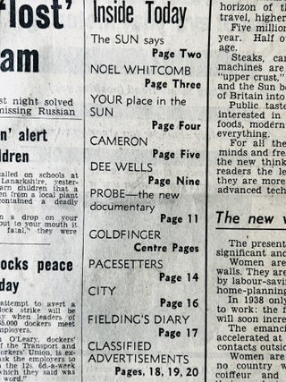 'Goldfinger' editorial in 'The Sun' newspaper, Tuesday September 15th, 1964.