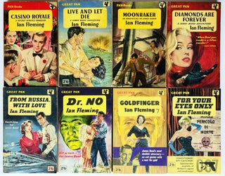 Complete Paperback First Editions of Ian Fleming's James Bond Novels. Comprising: Casino Royale, Live and Let Die, Moonraker, Diamonds Are Forever, From Russia With Love, Dr. No, Goldfinger, For Your Eyes Only (short stories inc. From A View To A Kill, Quantum of Solace), Thunderball, The Spy Who Loved Me, On Her Majesty's Secret Service, You Only Live Twice, The Man With the Golden Gun, Octopussy and The Living Daylights (short stories).