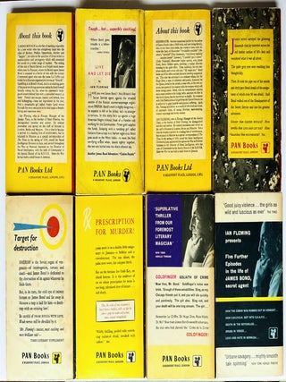Complete Paperback First Editions of Ian Fleming's James Bond Novels. Comprising: Casino Royale, Live and Let Die, Moonraker, Diamonds Are Forever, From Russia With Love, Dr. No, Goldfinger, For Your Eyes Only (short stories inc. From A View To A Kill, Quantum of Solace), Thunderball, The Spy Who Loved Me, On Her Majesty's Secret Service, You Only Live Twice, The Man With the Golden Gun, Octopussy and The Living Daylights (short stories).