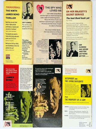 Complete Paperback First Editions of Ian Fleming's James Bond Novels. Comprising: Casino Royale, Live and Let Die, Moonraker, Diamonds Are Forever, From Russia With Love, Dr. No, Goldfinger, For Your Eyes Only (short stories inc. From A View To A Kill, Quantum of Solace), Thunderball, The Spy Who Loved Me, On Her Majesty's Secret Service, You Only Live Twice, The Man With the Golden Gun, Octopussy and The Living Daylights (short stories).