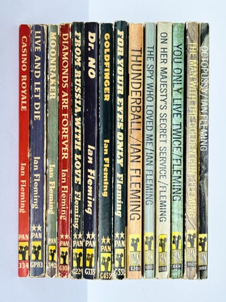 Complete Paperback First Editions of Ian Fleming's James Bond Novels. Comprising: Casino Royale, Live and Let Die, Moonraker, Diamonds Are Forever, From Russia With Love, Dr. No, Goldfinger, For Your Eyes Only (short stories inc. From A View To A Kill, Quantum of Solace), Thunderball, The Spy Who Loved Me, On Her Majesty's Secret Service, You Only Live Twice, The Man With the Golden Gun, Octopussy and The Living Daylights (short stories).