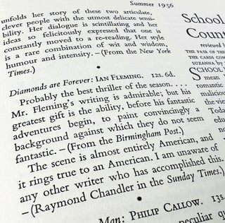 'Diamonds Are Forever' reviews contained within 'Now and Then' magazine, Number 97, Summer 1956.