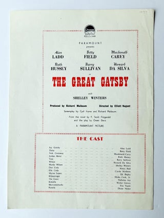 The Great Gatsby. Tender is the Night. Film synopsis.