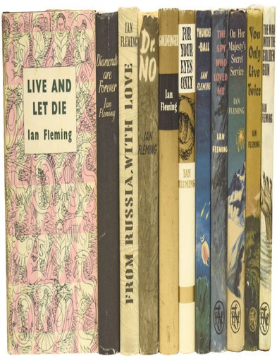 Item #75746 Complete UK Book Club Editions of Ian Fleming's James Bond Novels. Comprising: Live and Let Die, Diamonds Are Forever, From Russia With Love, Dr. No, Goldfinger, For Your Eyes Only (short stories inc. From A View To A Kill, Quantum of Solace), Thunderball, The Spy Who loved Me, On Her Majesty's Secret Service, You Only Live Twice, The Man with the Golden Gun. Ian Lancaster FLEMING.